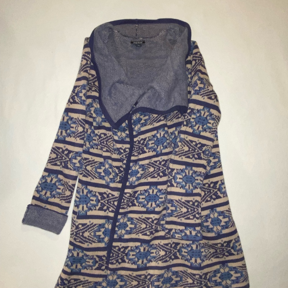 Lucky Brand Blue and Cream Patterned Cardigan